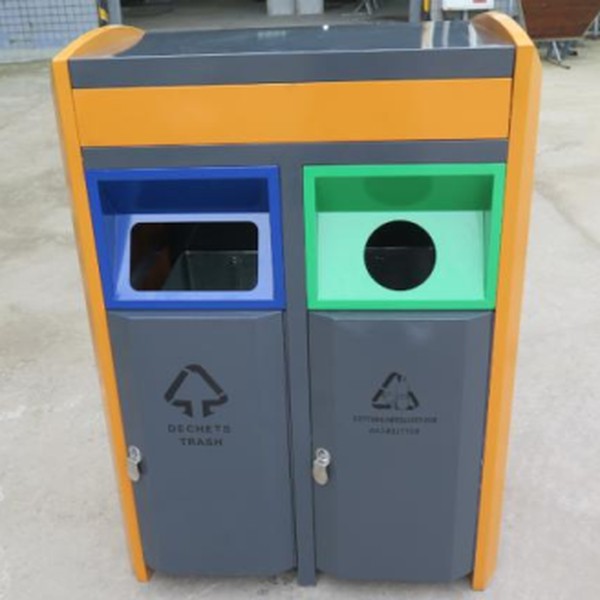 BAC A DECHETS 2 EN 1 EN ACIER GALVANISE 270L