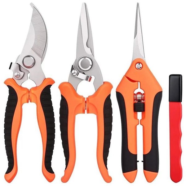 ENSEMBLE DE 4 SECATEURS DE JARDIN