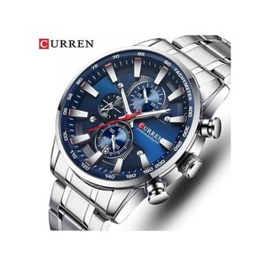 MONTRE HOMME ARGENTE FOND BLEU CURREN